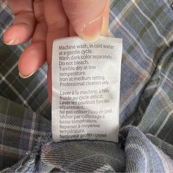 Triple Five Soul blue Plaid Flannel Lace-Up Long Sleeve Top Size L - Picture 6 of 8